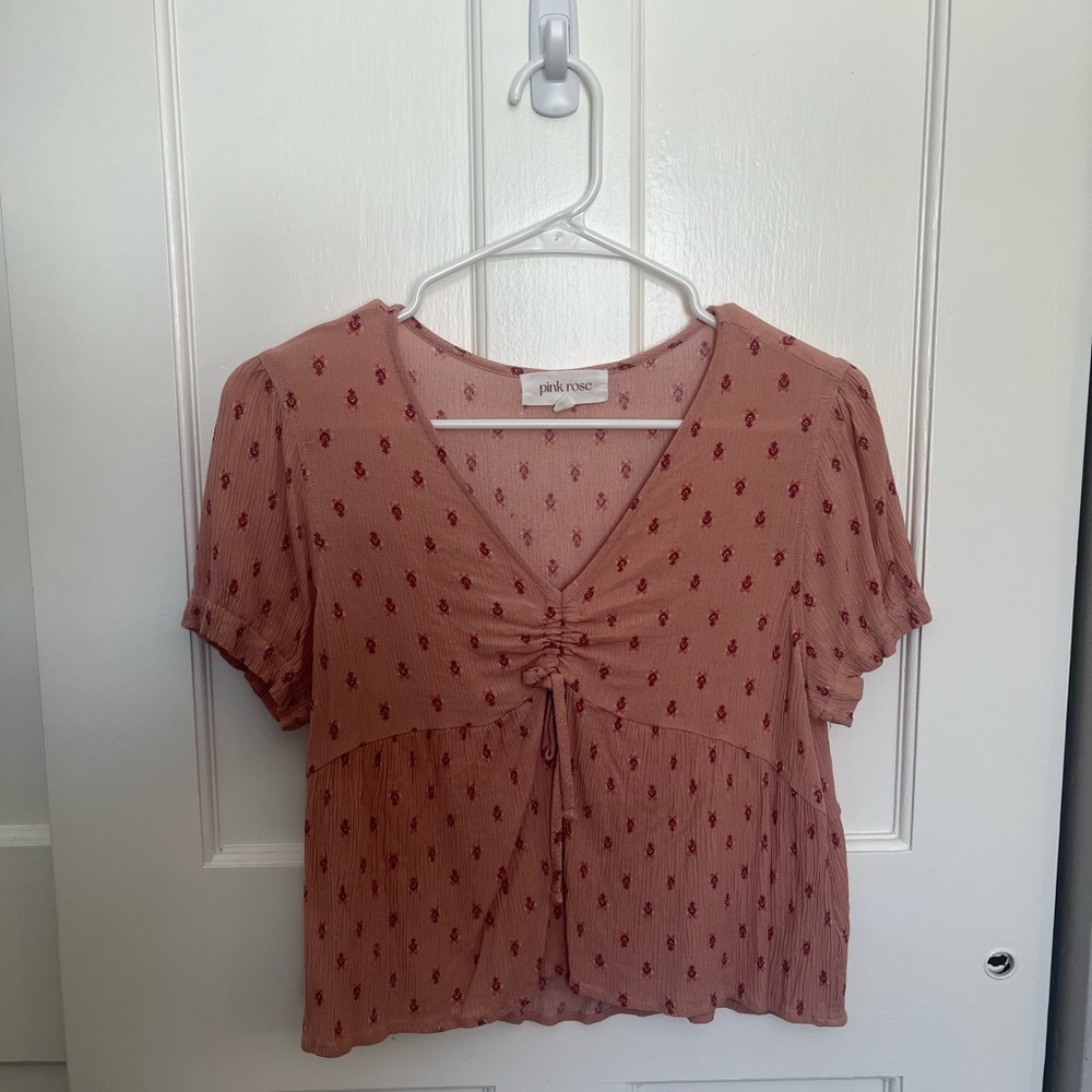 Pink Rose Slightly Cropped Blouse